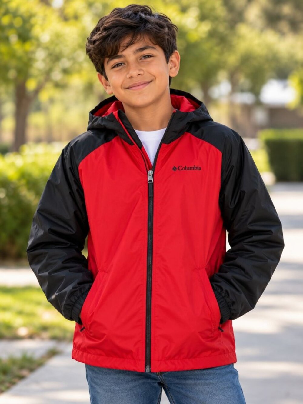 Columbia Boys Snowpocalyptic Thermal Red Black Waterproof Jacket Large 14-16